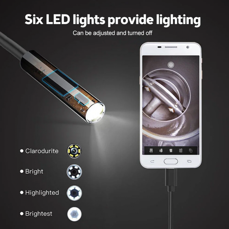 3 in 1 Type-C Android Endoscope Camera with 6 LEDs, HD Mini Inspection Tool.