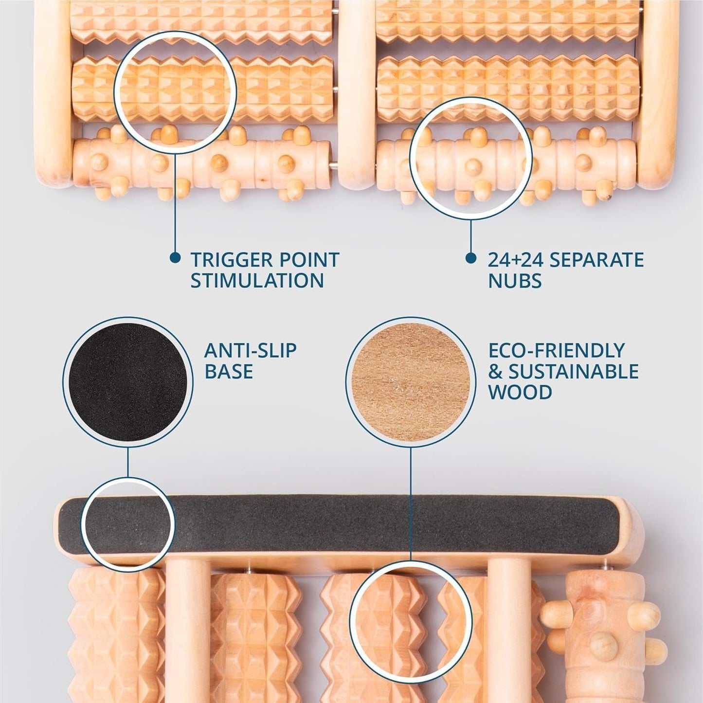 Wooden Roller Foot Massager (Pain & Stress Relief) Delivery Free