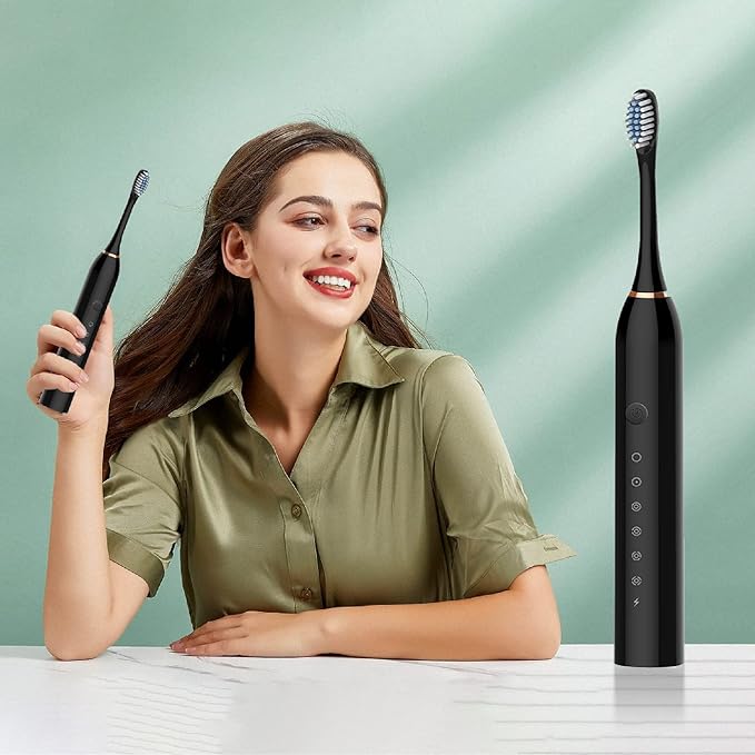 6 Modes Sonic Electric Toothbrushes for Adults Kids Smart Timer Rechargeable Whitening Toothbrush Waterproof 4 Brush Head