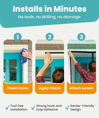 Magnetic Screen Door - Bugs Out, Breeze in