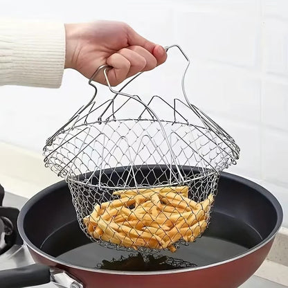 Stainless Steel Foldable Multifunctional Frying Basket/Drainer
