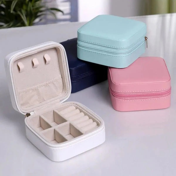 Leather Jewellery Organizer Box with Zipper