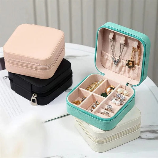 Leather Jewellery Organizer Box with Zipper