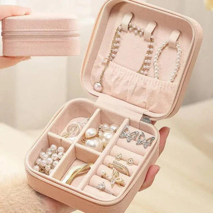 Leather Jewellery Organizer Box with Zipper
