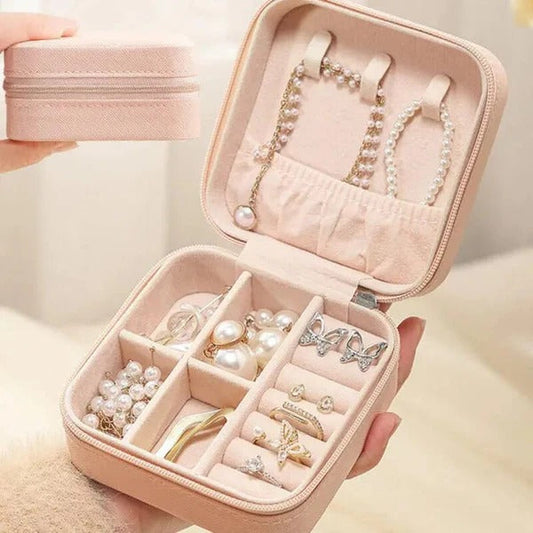 Leather Jewellery Organizer Box with Zipper